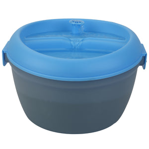 CoolerDog Healthspring pet fountain, 6 liter, blue/gray, front view, water running