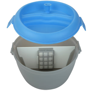 CoolerDog Healthspring pet fountain, open top, showing interior water filter