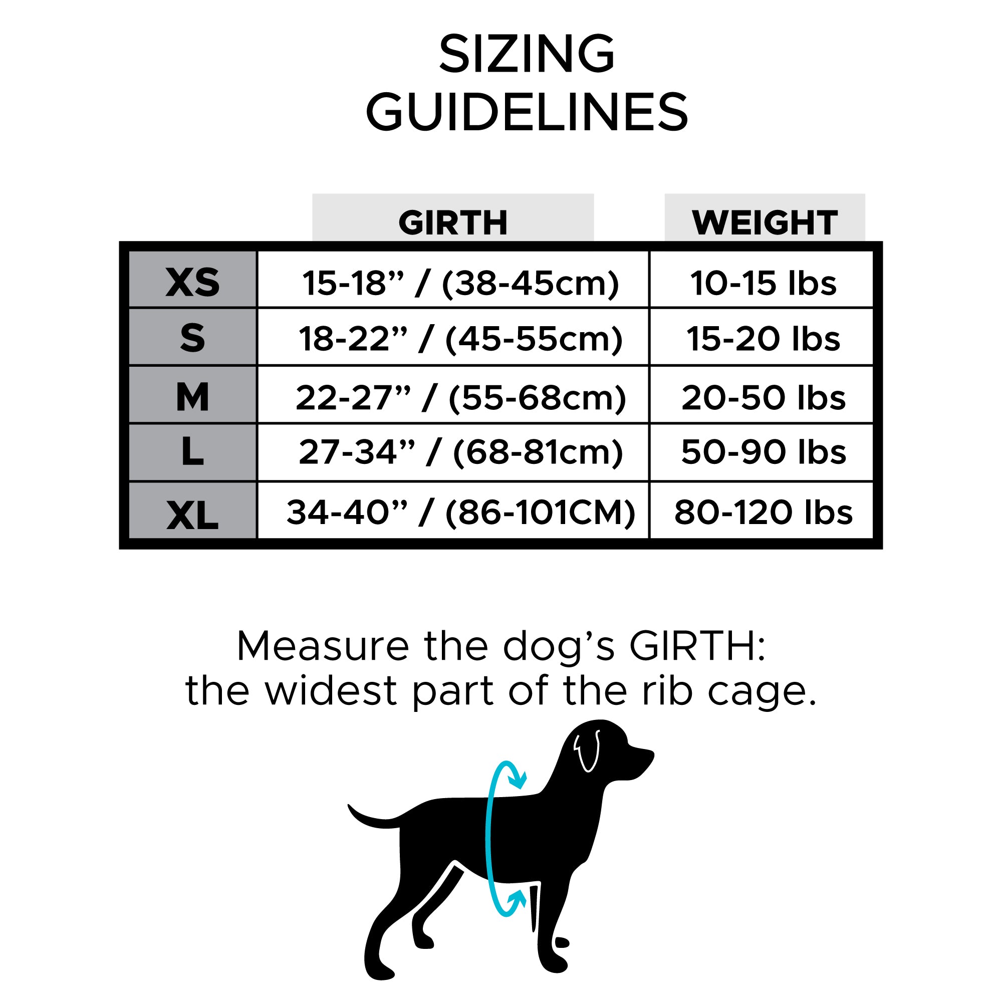 Sizing Guidelines for CoolerDog Vest and Collar