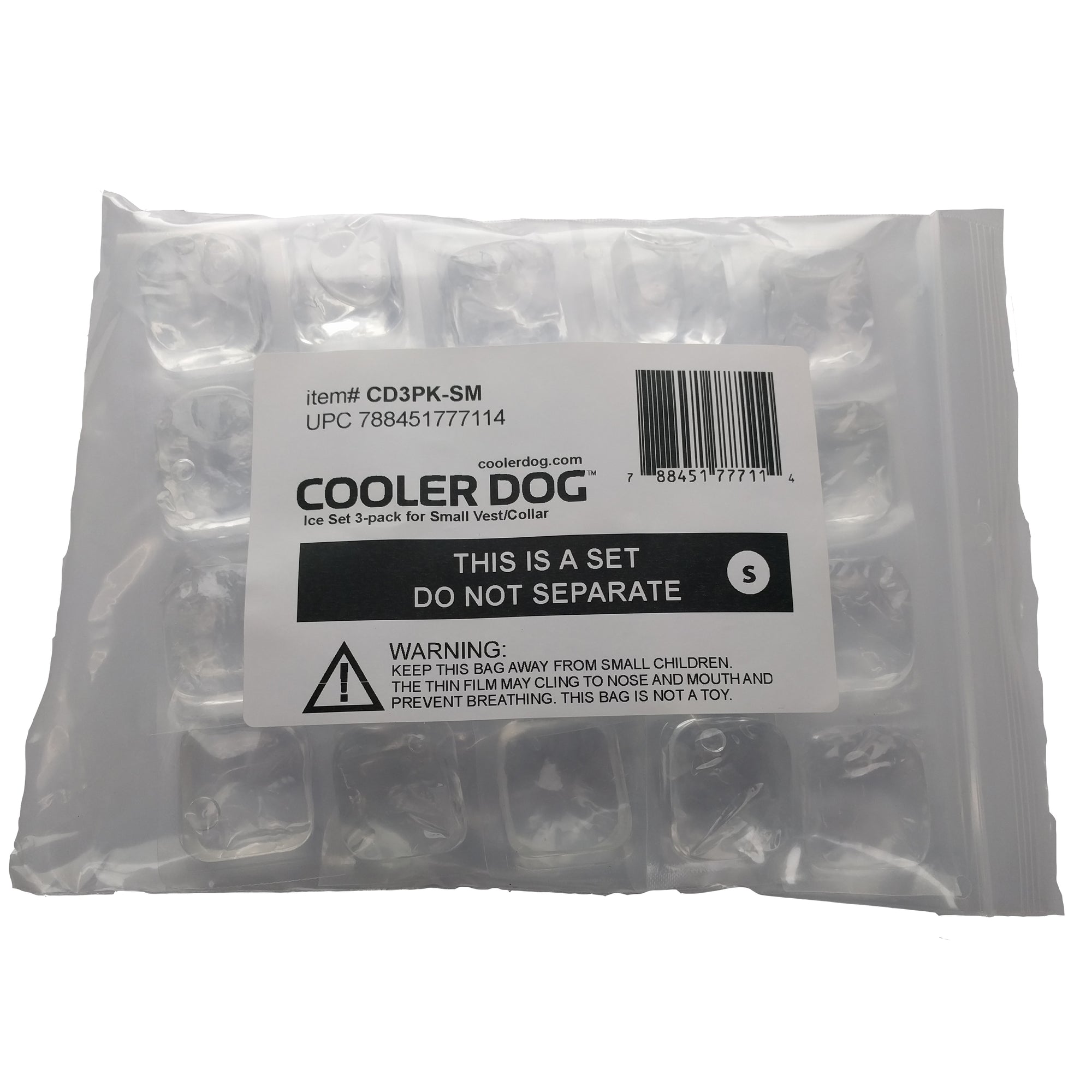 Packaged product of CoolerDog vest/collar refill ice in packaging bag