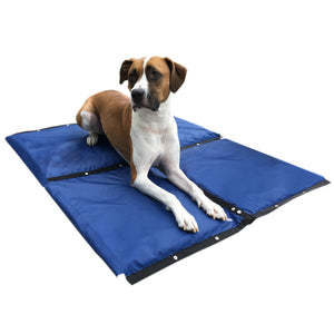4 CoolerDog Hydro Cooling Mats, connected, with large dog resting on top
