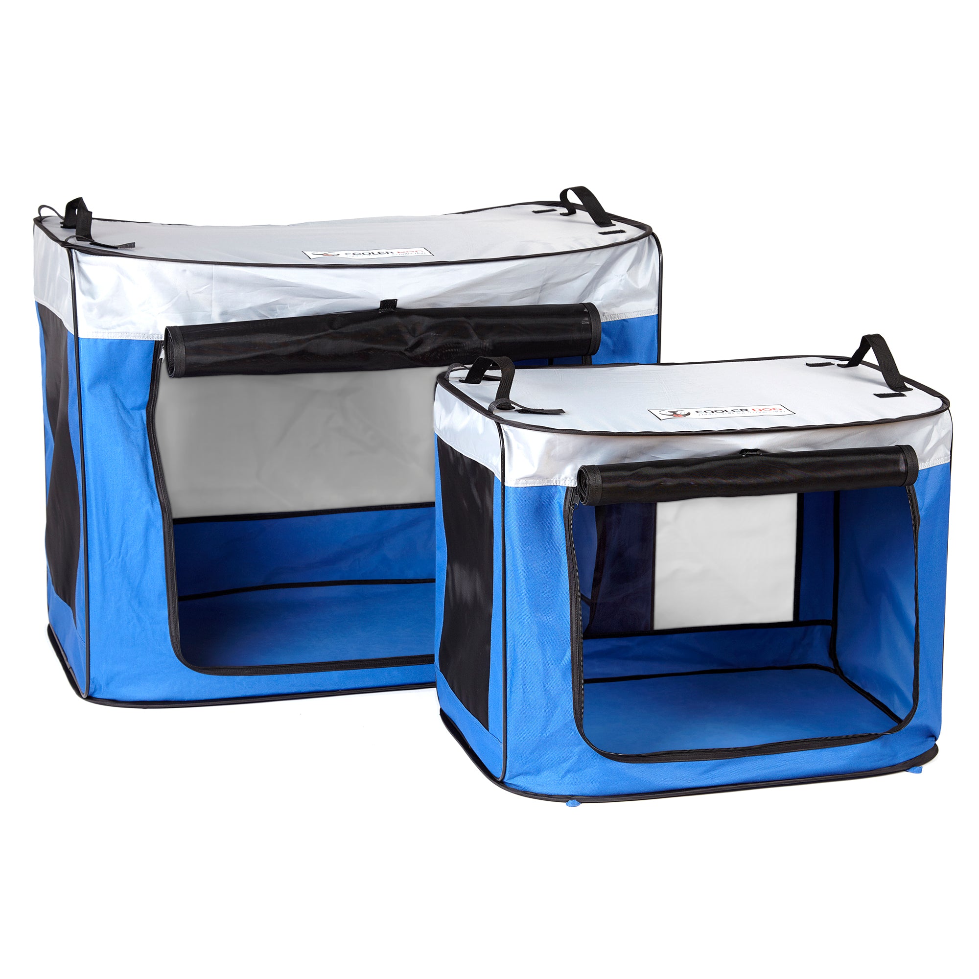 Side by side comparison of CoolerDog Pop-Up Shade Oasis size medium and size large